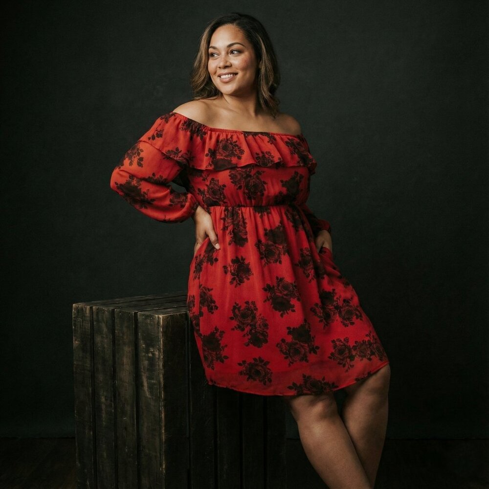 Torrid Women Size 0 Red Black Floral Chiffon Dress Gothic Cottagecore Romantic - Picture 1 of 8